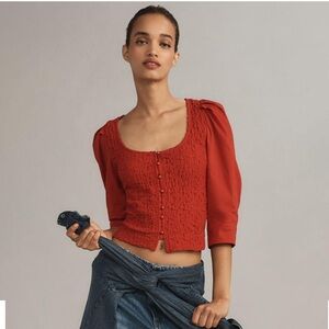 NWT By Anthropologie Smocked Cardigan Top